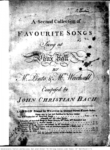 Bach - Vauxhall Songs - 2nd Collection