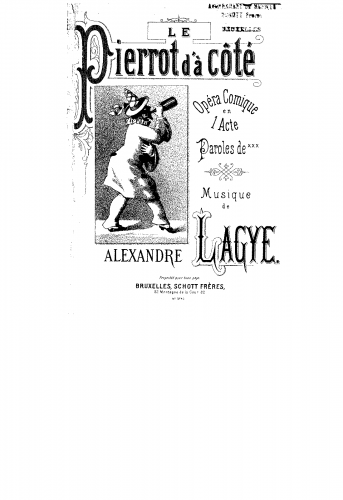 Lagye - Le Pierrot d'Ã  coté - Vocal Score - Score