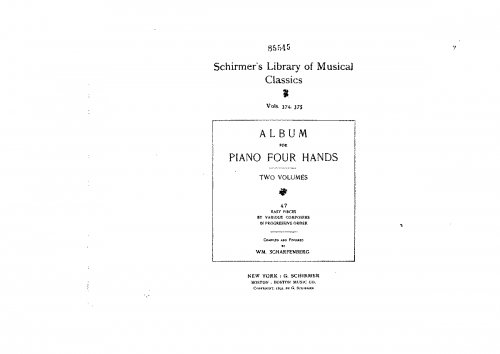 Various - Album for Piano Four Hands - Score