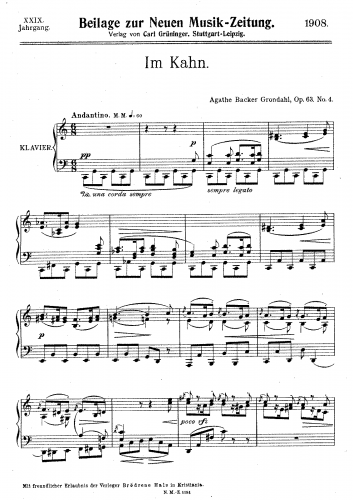 Backer-Grøndahl - 5 Piano Pieces, Op. 63 - No. 4 - Im Kahn