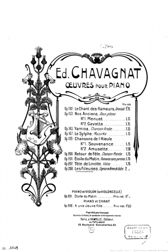 Chavagnat - Les Fileuses, Op. 208 - Score