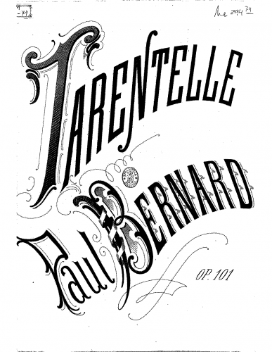 Bernard - Tarentelle - Piano Score - Score