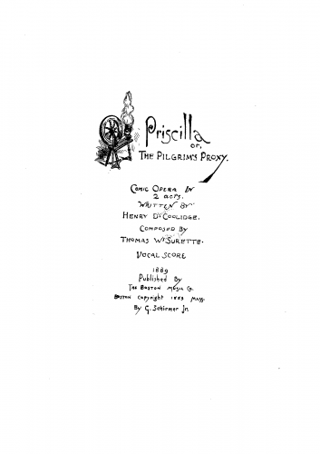 Surette - Priscilla, or The Pilgrim's Proxy - Vocal Score - Score