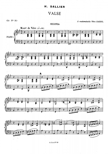 Dallier - Valse, Op. 30 - Score
