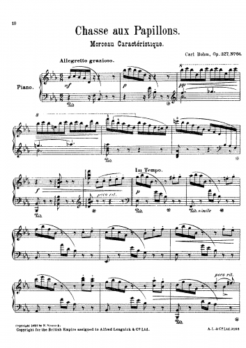Bohm - Salon-Kompositionen - Piano Score - No. 64. Chasse aux Papillons, Morceau Caractéristique