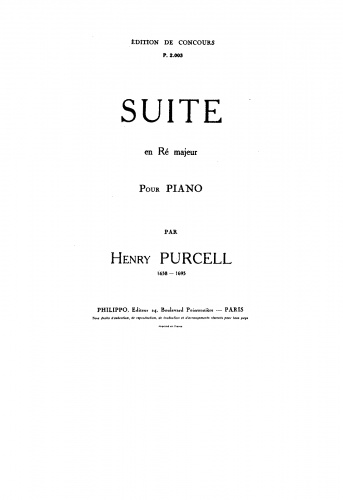 Purcell - Suite in D major - Score