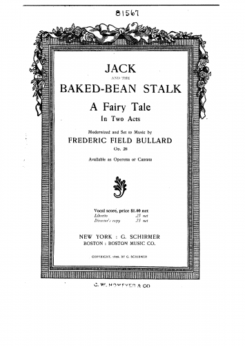 Bullard - Jack and the Baked-Bean Stalk - Vocal Score - Score