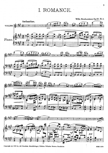 Stenhammar - 2 Romances, Op. 28 - Piano score and violin part