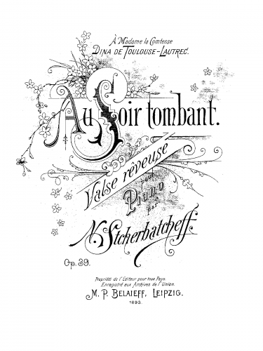 Shcherbachyov - Au soir tombant, Op. 39 - Score