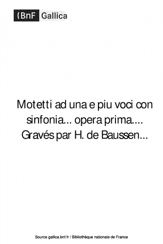 Guido - Motetti ad una e piu voci con sinfonia - Score