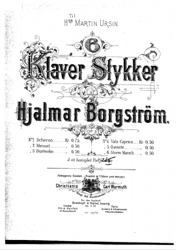 Borgstrøm - Klaverstykker - Score