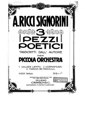Ricci Signorini - 3 Pezzi poetici - Score