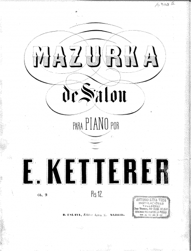 Ketterer - Mazurka de salon - Score