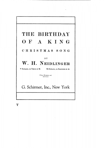 Neidlinger - The Birthday of a King - Score