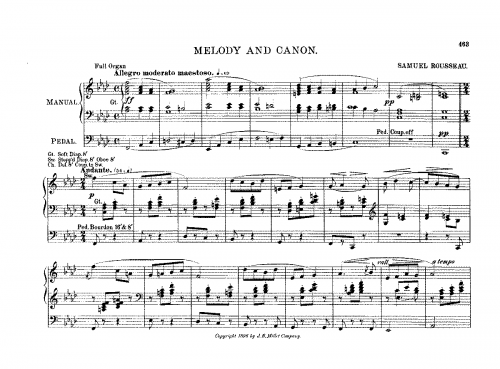 Rousseau - Melody and Canon - Score