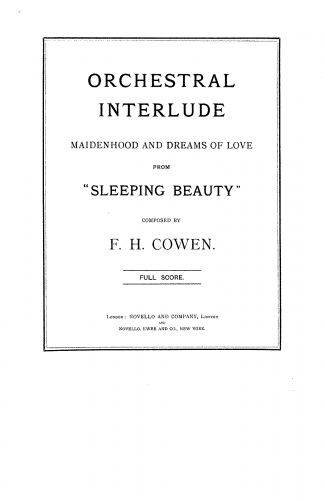 Cowen - Sleeping Beauty - No. 2. Tenor Solo and Orchestral Interlude - Score
