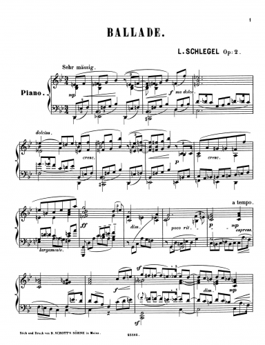 Schlegel - Ballade, Op. 2 - Score