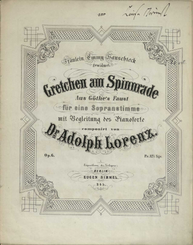 Lorenz - Gretchen am Spinnrade - Score