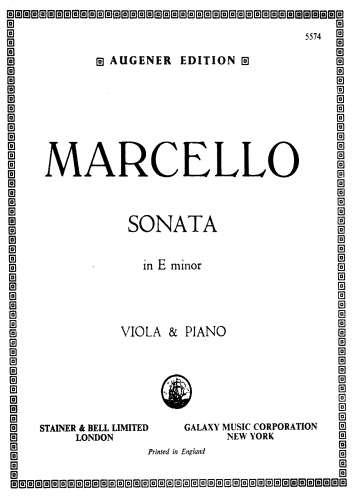 Marcello - 6 Sonatas for Cello and Continuo - Sonata in E minor (No. 2) For Viola and Piano (Marchet)