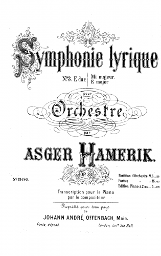 Hamerik - Symphony No. 3 - Score