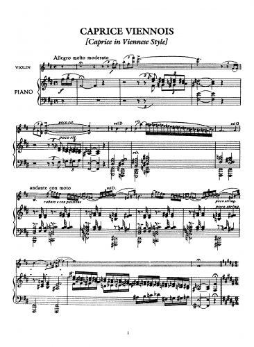 Kreisler - Caprice Viennois - Scores and Parts