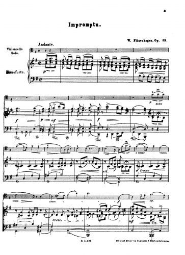 Fitzenhagen - Impromptu, Op. 13 - Piano score and Cello part