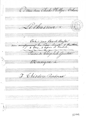 Radoux - Le Chasseur - For Voice and Piano (Composer) - Score