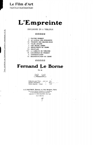 Le Borne - L'Empreinte, Op. 55 - For Piano solo - Score