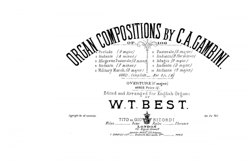 Gambini - Ten Organ Compositions - Score