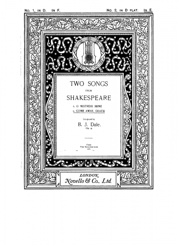 Dale - 2 Songs from Shakespeare, Op. 9 - No. 2: Come Away, Death
