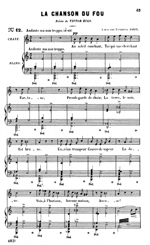 Bizet - La chanson du fou - Score