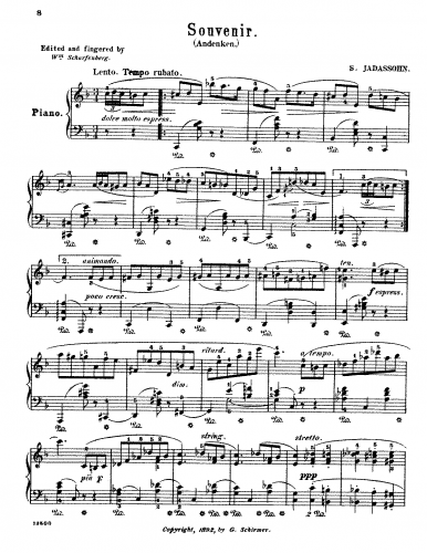 Jadassohn - 6 Stammbuchblätter - Piano Score - 6. Andenken / Souvenir