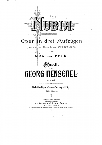 Henschel - Nubia - Vocal Score - Score
