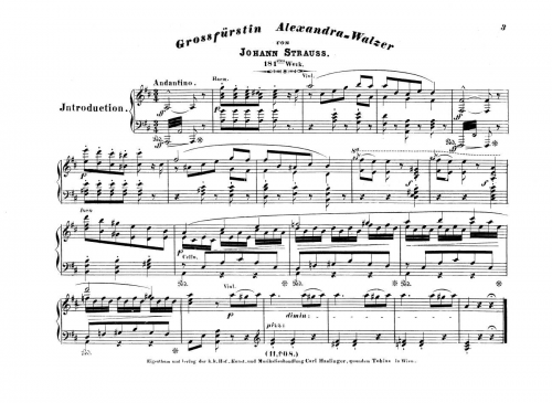 Strauss Jr. - GroÃfürstin Alexandra-Walzer - For Piano solo - Score