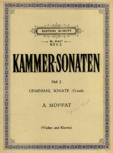 Moffat - Kammer-Sonaten - Scores and Parts
