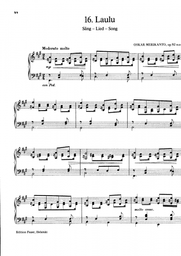 Merikanto - Piano Pieces - No. 1: Laulu (Song)