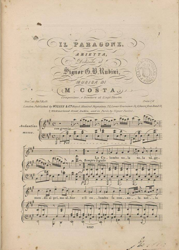 Costa - Il Paragone - Score