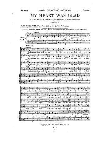 Carnall - My Heart was Glad - Score