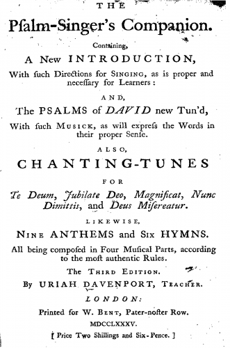 Davenport - The Psalm-Singer's Pocket Companion - Score
