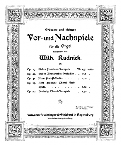 Rudnick - 7 Abendmahls-Präludien - Score