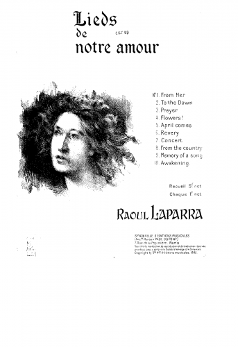 Laparra - Lieds de notre amour - Score