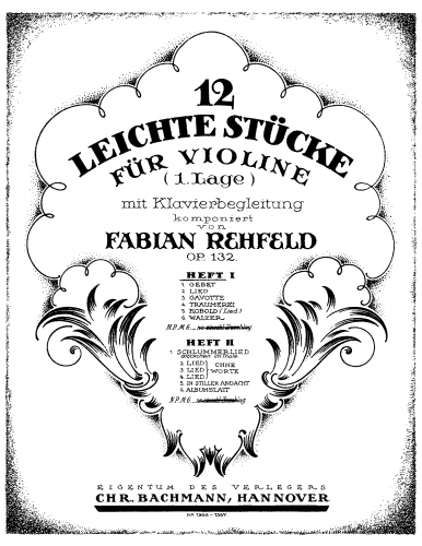Rehfeld - 12 Leichte Stücke, Op. 132 - Scores and Parts