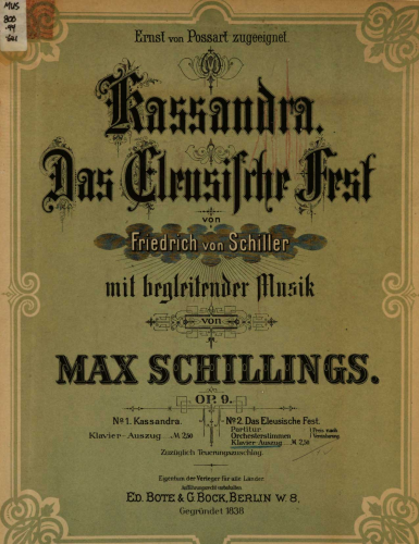 Schillings - 2 Melodramen - Score