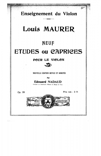 Maurer - 9 Ãtudes ou Caprices, Op. 39 - Score