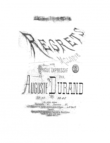 Durand - Regrets - Score