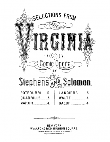 Solomon - Virginia - Selections For Piano Solo (Adams)