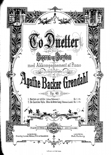 Backer-Grøndahl - 2 Duets, Op. 40 - Score