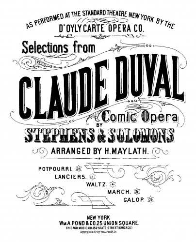 Solomon - Claude Duval - Selections For Piano Solo (Maylath)