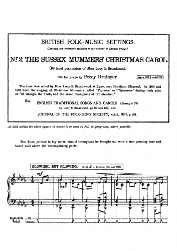 Grainger - British Folk-Music Settings - Piano Score