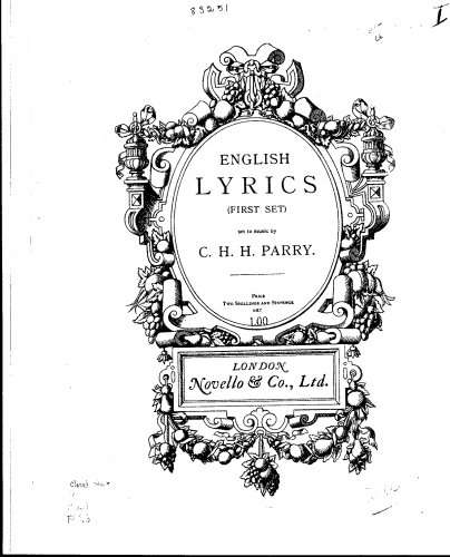 Parry - English Lyrics - Voice and Piano